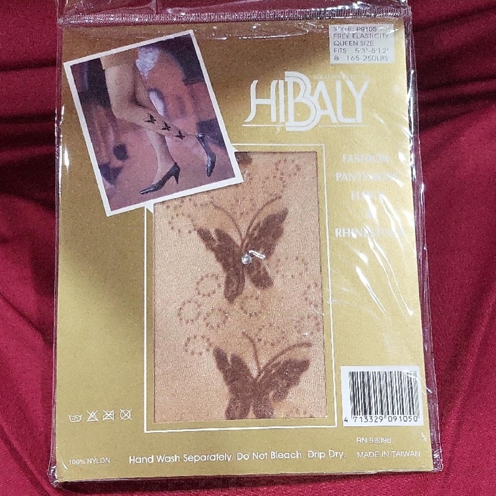 Vintage Hibaly Butterfly Patterned Tights